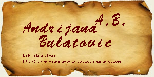 Andrijana Bulatović vizit kartica
